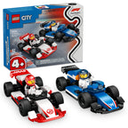 Caja del set LEGO City 60464 Autos de F1 Williams Racing y Haas F1 junto a los autos