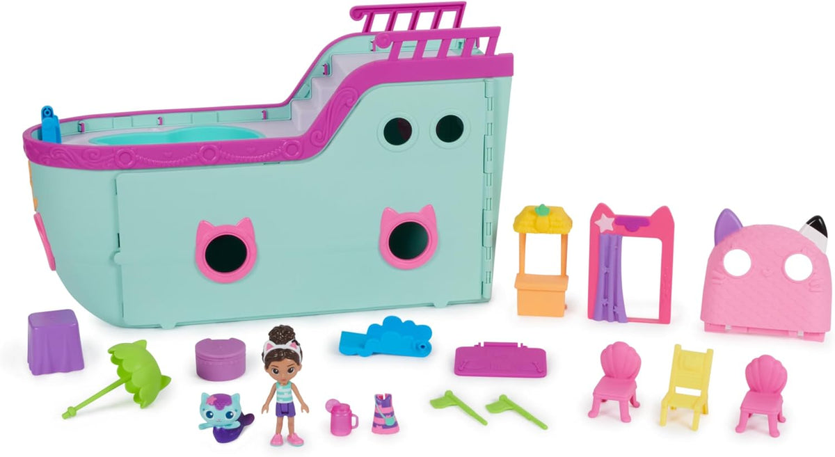 Crucero de Gabby's Dollhouse con figuras de Gabby y MerCat, muebles y accesorios