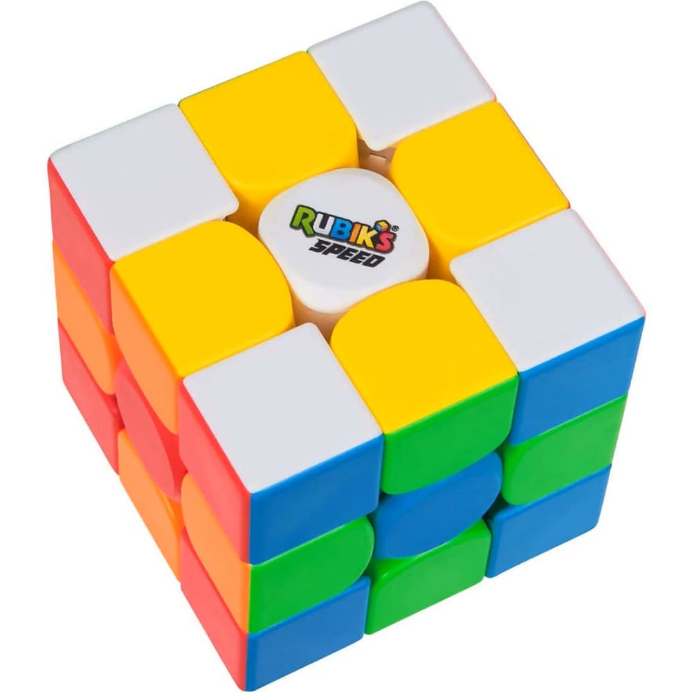 Cubo Rubik's Speed 3x3 sin stickers con logo Rubik's Speed en la pieza central
