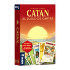 Caja de Catan el juego de cartas de Devir vista en 3D con cartas de Metrópolis y Caballero