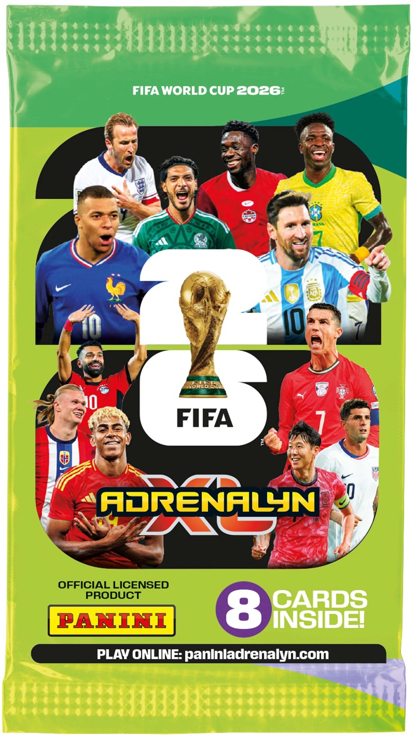 Sobre de 8 cartas Adrenalyn XL FIFA World Cup 2026 incluido en el kit de inicio