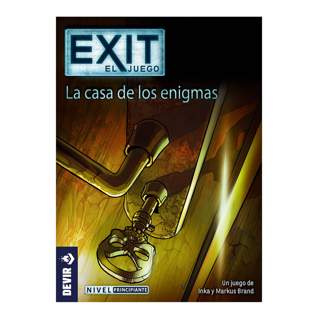 Portada de Exit La casa de los enigmas con llave dorada y nivel principiante
