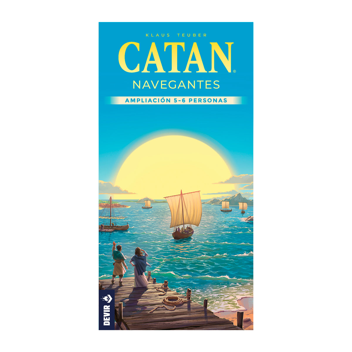 Portada de Catan Navegantes ampliación con barco al atardecer