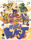 Portada del juego Alakablast de Fractal Juegos con hechiceros y personajes en una explosión mágica
