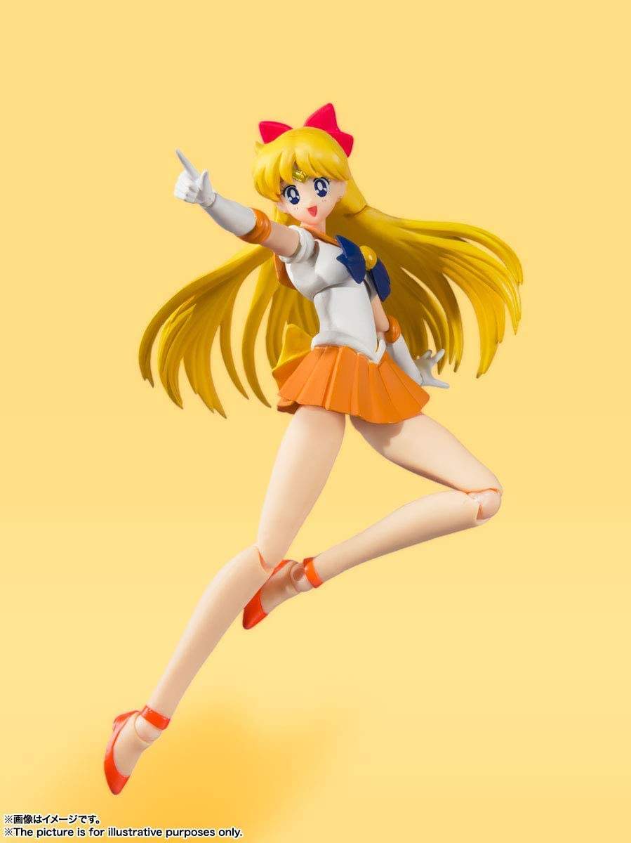Sailor Venus S.H.Figuarts en pose de salto apuntando con el dedo