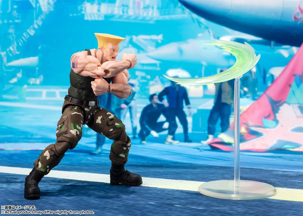 Guile S.H.Figuarts con efecto Sonic Boom y soporte transparente