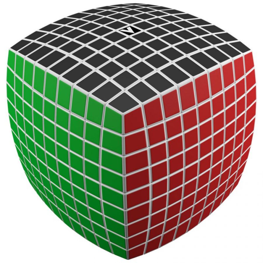 Cubo V-Cube 9 pillow con caras negra, verde y roja