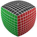 Cubo V-Cube 9 pillow con caras negra, verde y roja