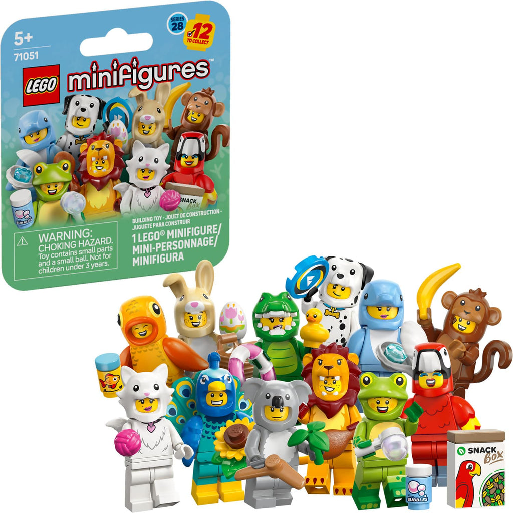 Caja sorpresa LEGO Minifigures 71051 Serie 28 Animales junto a las 12 minifiguras