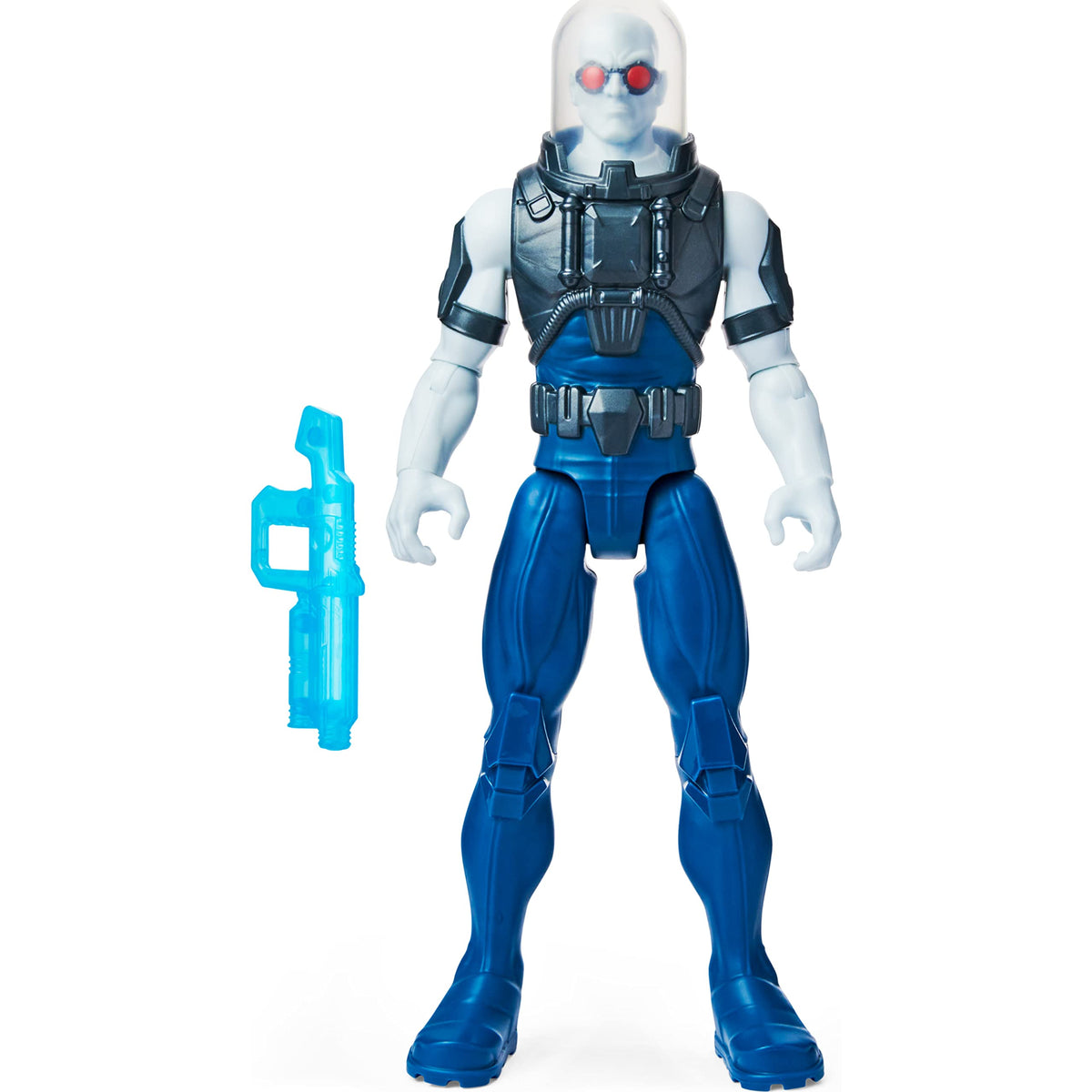 Figura articulada Mr. Freeze de 30 cm con traje azul, casco transparente y pistola congeladora