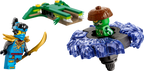 Set LEGO Ninjago 71849 armado con minifigura de Nya y spinner del monstruo mutante