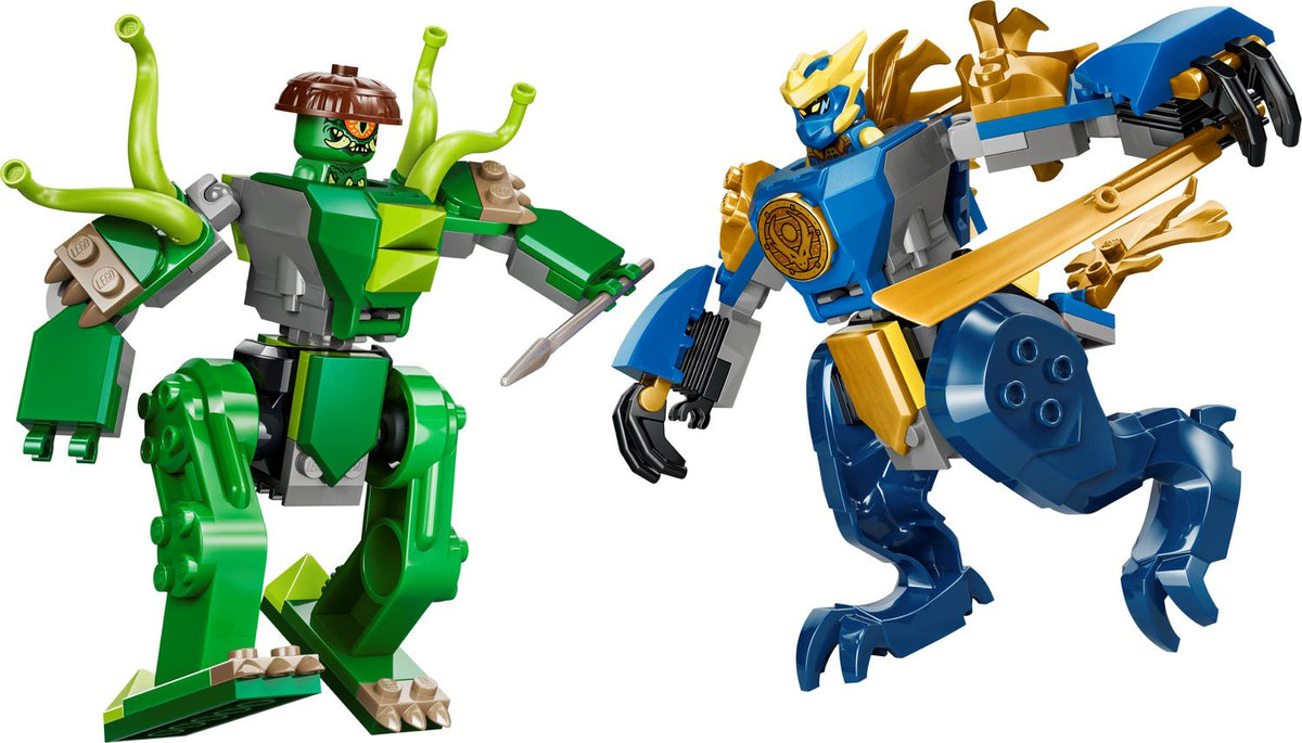 Mech-dragón azul de Jay frente al mech verde del Monstruo Mutante de LEGO Ninjago 71853