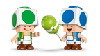 Figuras LEGO de Toad verde y Toad azul con accesorio de fiesta