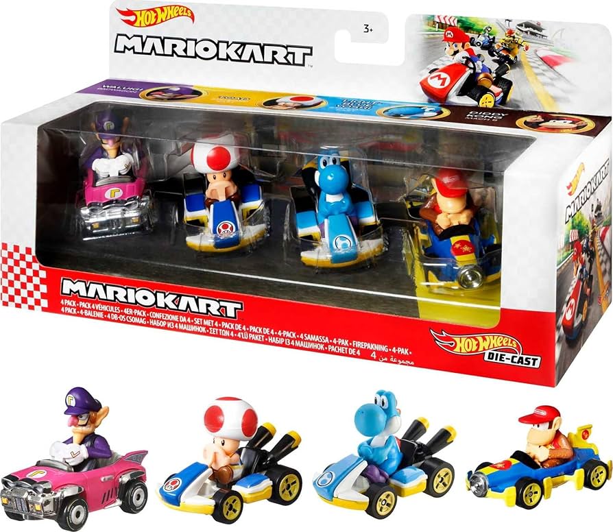 Hot Wheels Mario Kart Paquete de 4 Autos Escala 1:64 – vista 1
