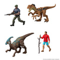 Surtido Jurassic World Rebirth humano y dinosaurio: Duncan Kincaid con velociraptor y Reuben con parasaurolophus