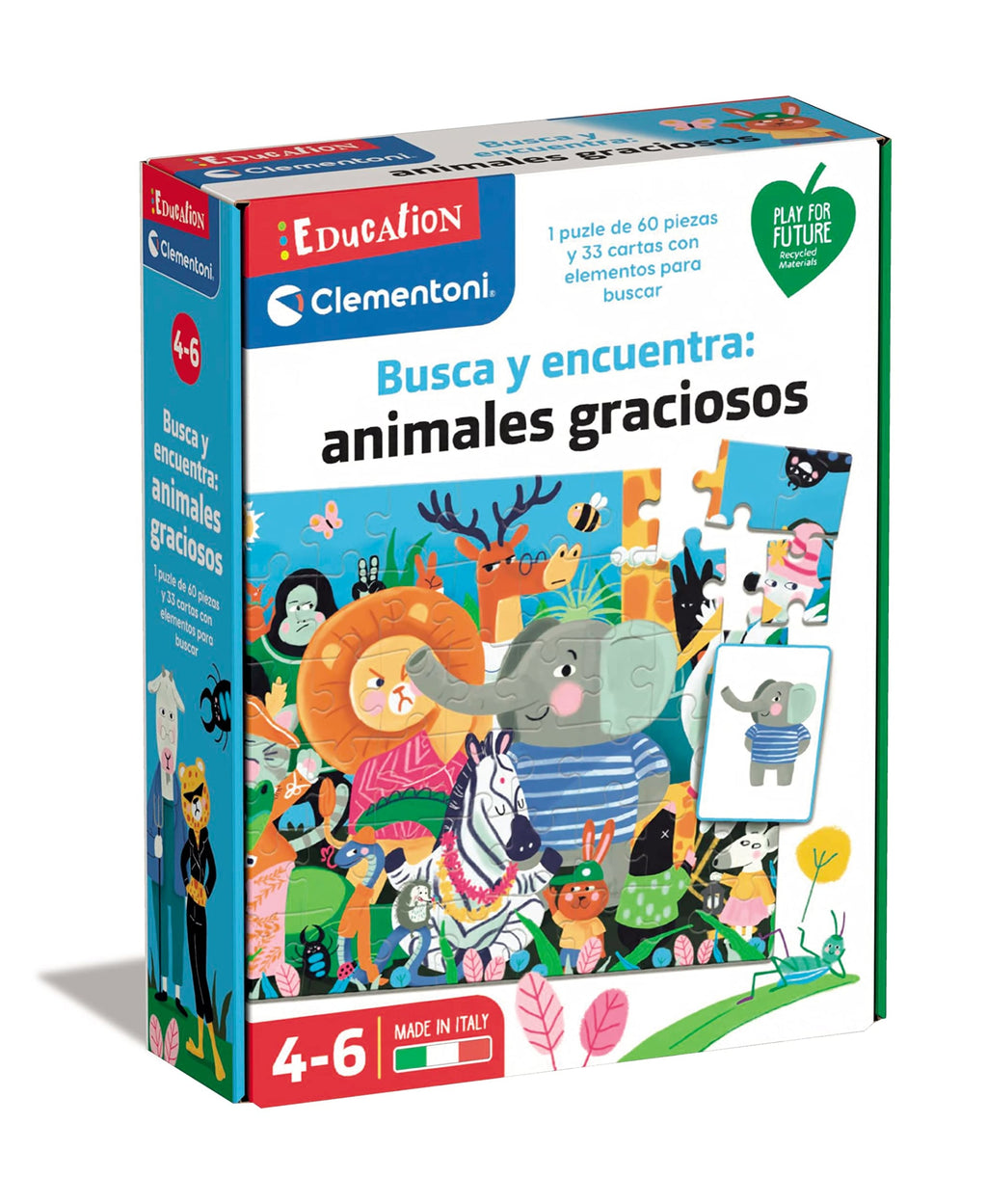Clementoni Puzle Busca y Encuentra Animales Graciosos 60 Piezas – vista 2
