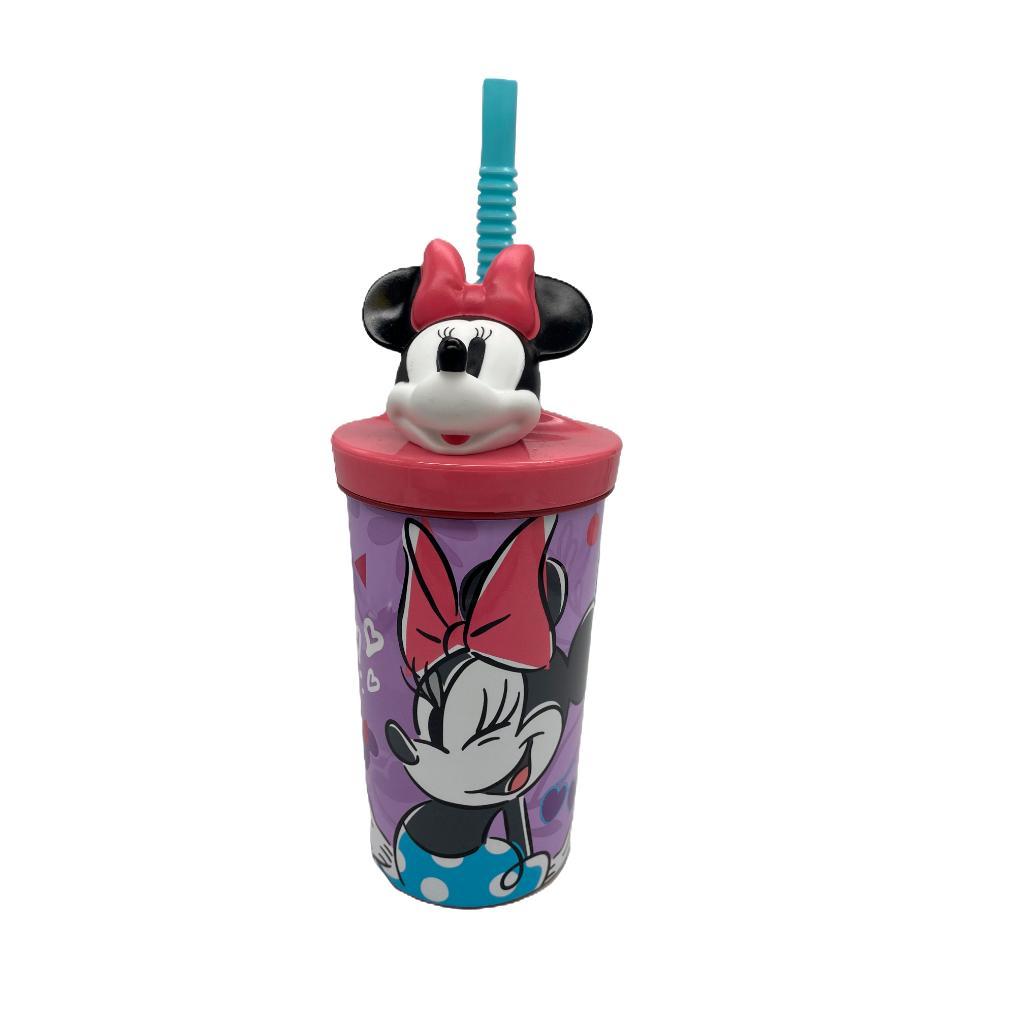 Vaso infantil Minnie Mouse de 360 ml con figura 3D en la tapa y bombilla