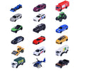 Lineup de 18 autos Majorette Street Cars: carrera, policía, bomberos, tractor y helicóptero