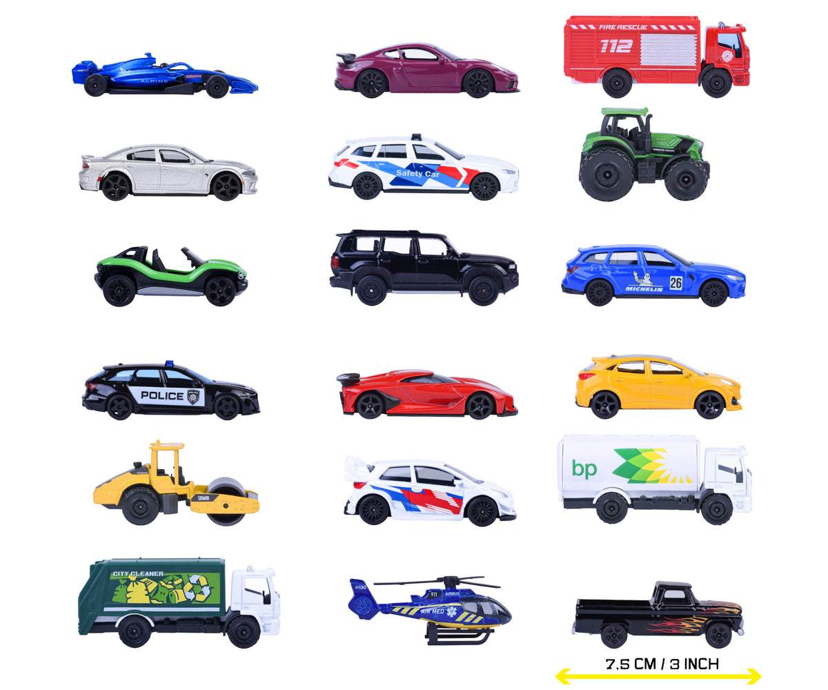 Modelos Majorette Street Cars con referencia de tamaño de 7,5 cm