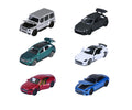Los 6 autos Majorette Mercedes-AMG Premium Cars de la serie con puertas abiertas