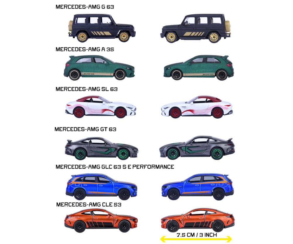 Modelos del surtido: AMG G 63, A 35, SL 63, GT 63, GLC 63 S y CLE 53