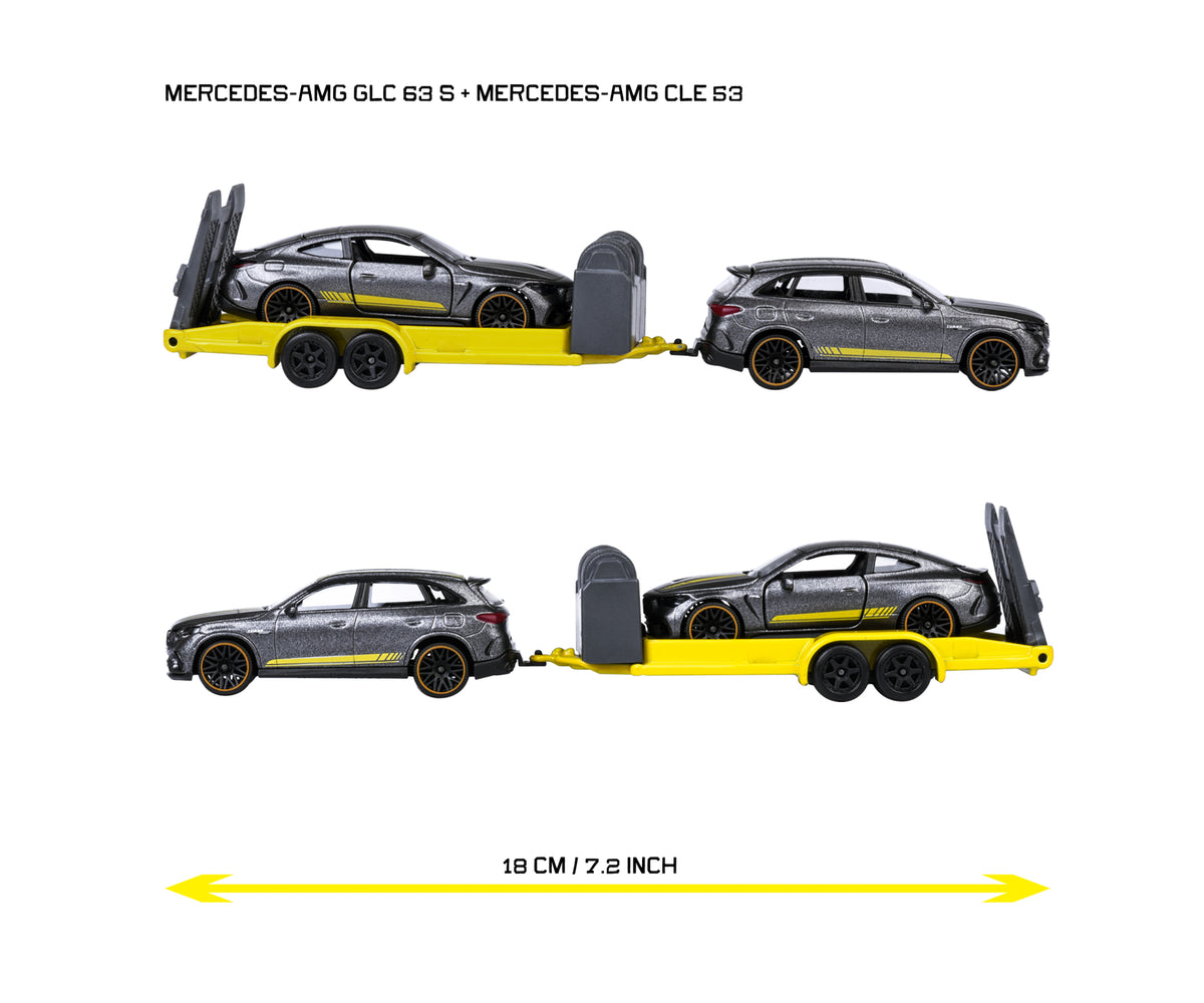 Mercedes-AMG GLC 63 S y CLE 53 con remolque, 19 cm de largo