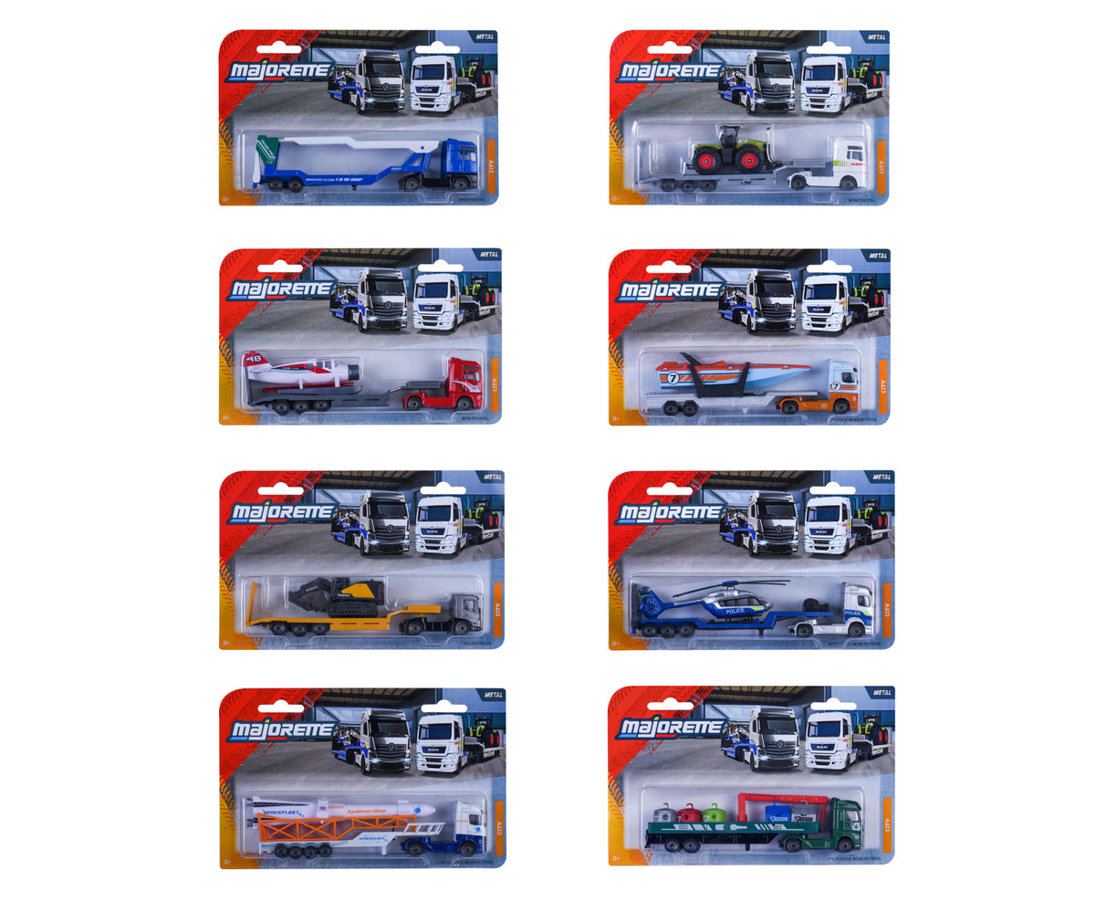Empaques blíster de los 8 modelos Majorette City Transporter