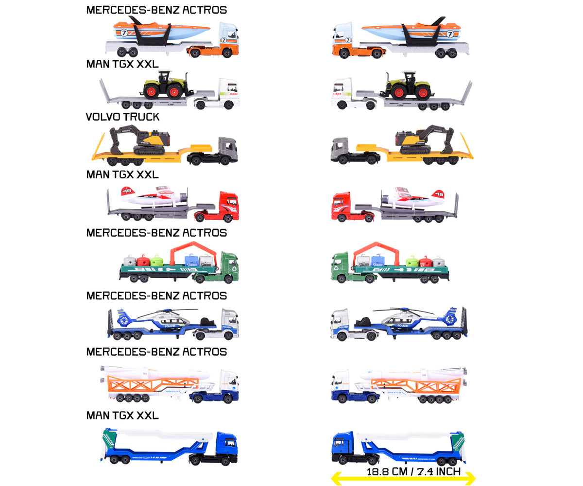 Listado de modelos City Transporter MAN, Mercedes-Benz y Volvo con su largo de 18,8 cm