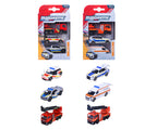 Empaques y vehículos de cada uno de los dos sets Majorette Rescue