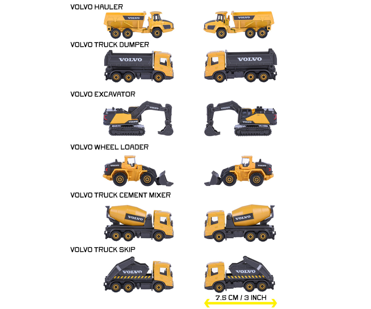 Guía de los 6 modelos Volvo Construction con medida de 7,5 cm
