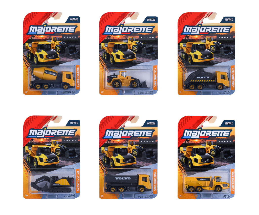 Seis blísteres Majorette Volvo Construction con cada modelo del surtido