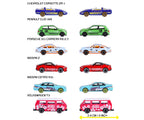 Modelos CastHeads Road Racer con sus nombres y medida de 7,5 cm