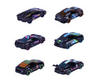 Vista trasera de los seis autos Neon Racer Premium Cars