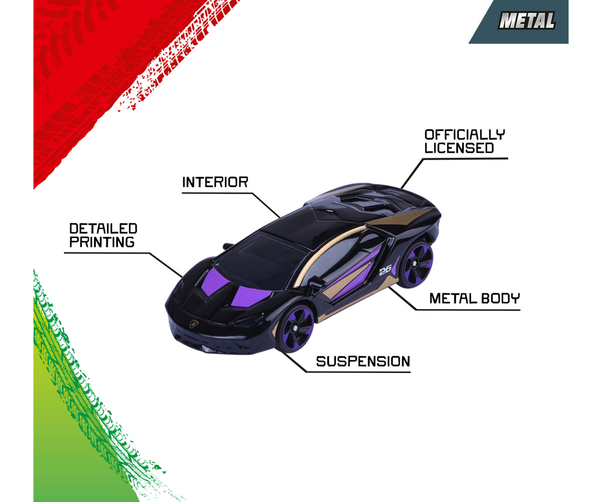 Lamborghini Centenario Neon Racer con interior, suspensión y carrocería de metal