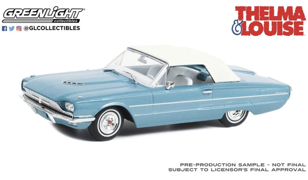 Ford Thunderbird 1966 celeste con capota blanca de Thelma & Louise, escala 1:43