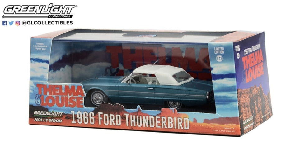 Empaque Greenlight del Ford Thunderbird 1966 Thelma & Louise con vitrina