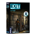 Caja del juego Exit La fuga de Devir en perspectiva, con celdas de cárcel en la portada