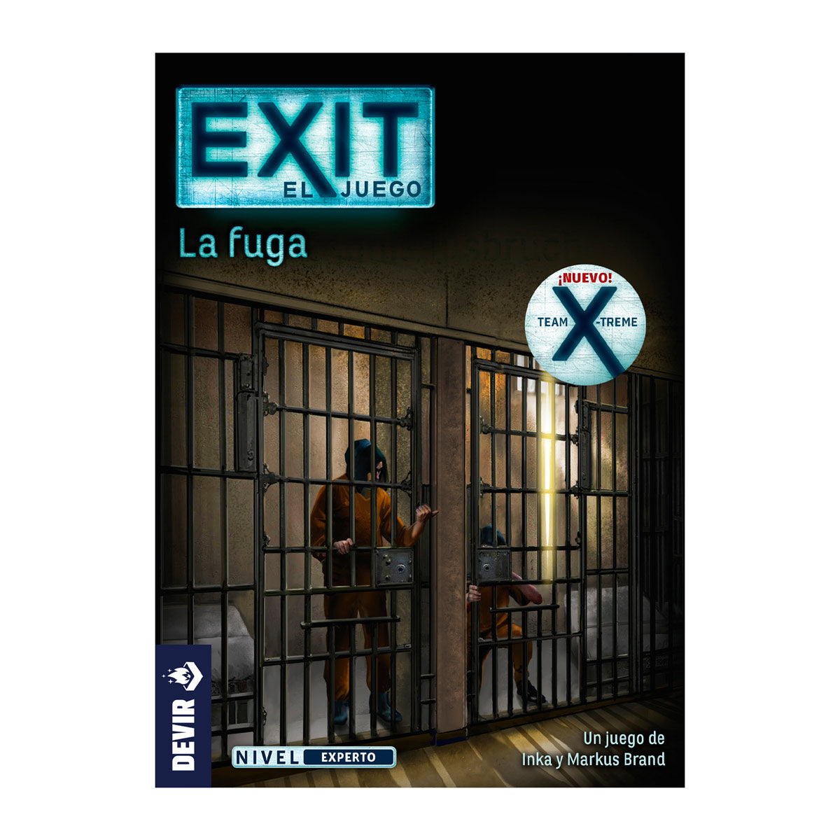 Portada frontal de Exit El juego La fuga, nivel experto, sello Team X-treme