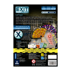 Reverso de la caja Exit La fuga con contenido, edad 12+, 2 a 4 personas y 60 a 120 minutos