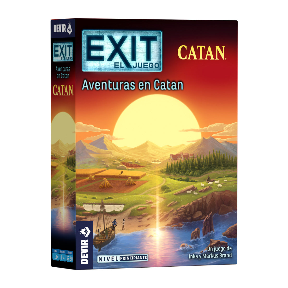 Caja del juego Exit: El Juego Aventuras en Catan de Devir, edición en español, nivel principiante