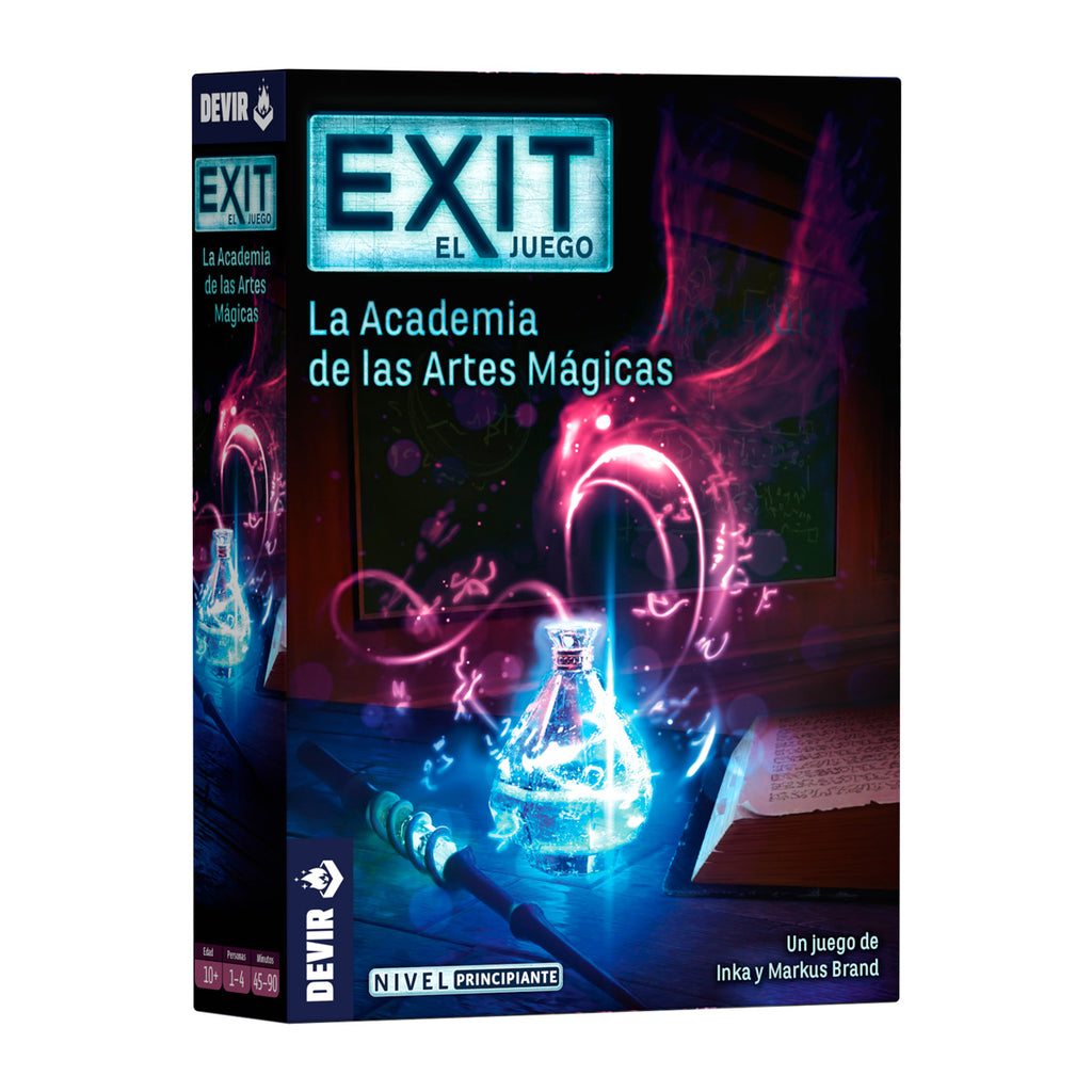 Caja de Exit La Academia de las Artes Mágicas en español de Devir en vista 3D