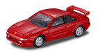 Auto Tomica Premium Toyota MR2 SW20 rojo con alerón trasero, vista frontal en diagonal