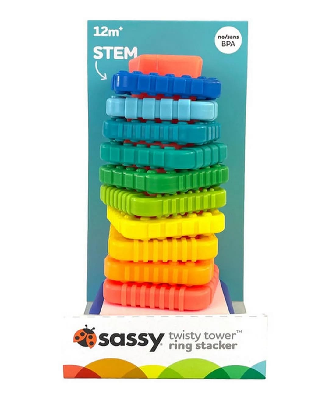 Sassy Twisty Towers Torre de Anillos Apilables Texturizados para Bebé – vista 2