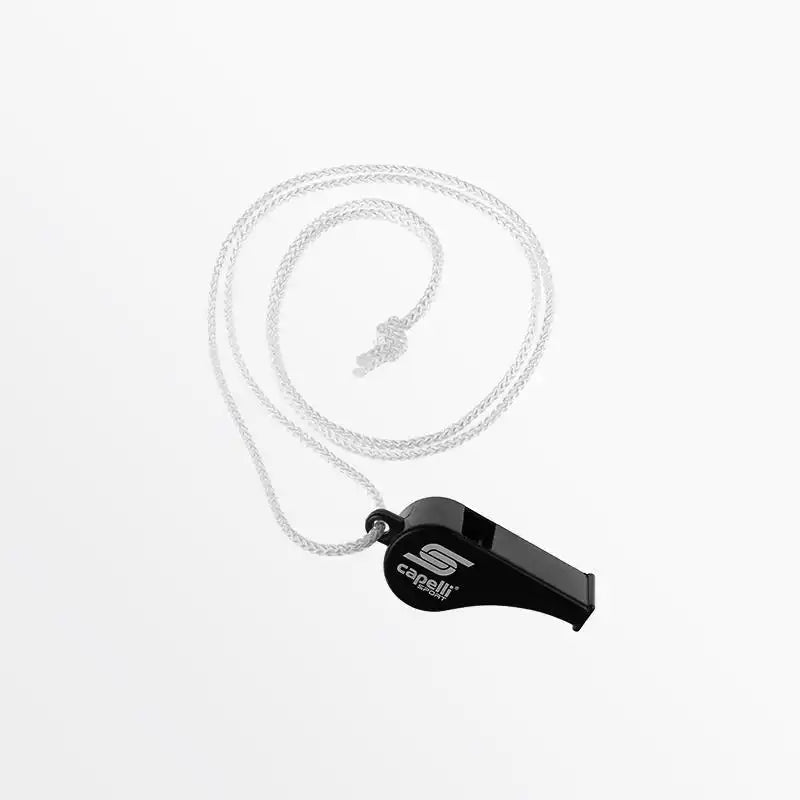 Silbato plástico negro Capelli Sport con cordón blanco