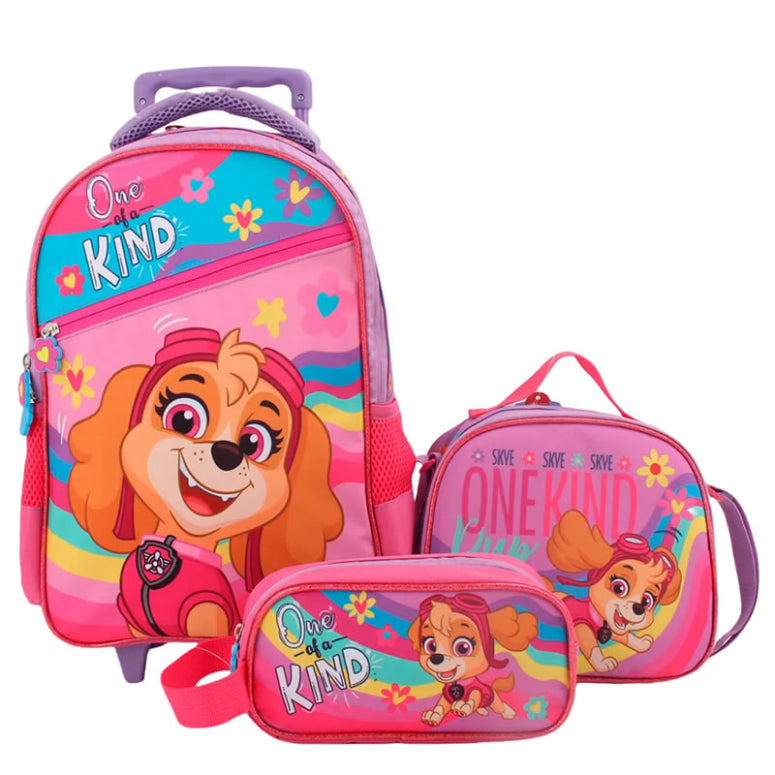Set Mochila con Ruedas, Lonchera y Estuche Paw Patrol Skye – Intek