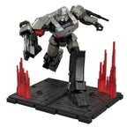 Megatron en pose de salto sobre la base de exhibición con efectos rojos
