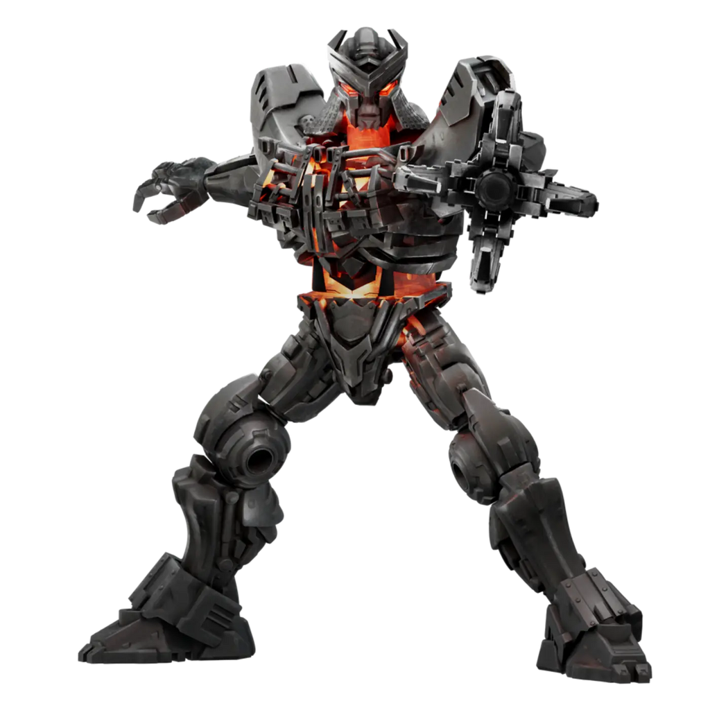 Figura armada de Scourge de Transformers Blokees en pose de ataque