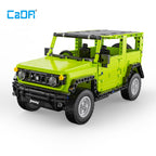 Suzuki Jimny de bloques CaDA verde lima armado, vista frontal en tres cuartos