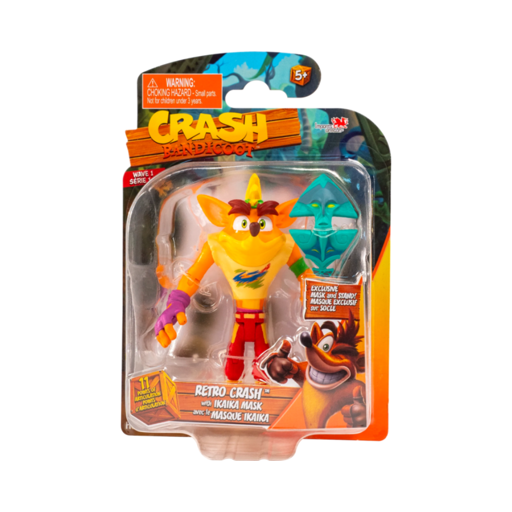 Figura Retro Crash con máscara Ika Ika en blíster, surtido Crash Bandicoot
