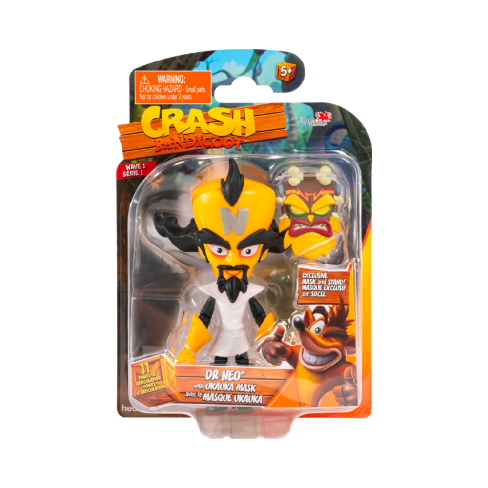 Figura Dr. Neo Cortex con máscara Uka Uka en blíster, surtido Crash Bandicoot
